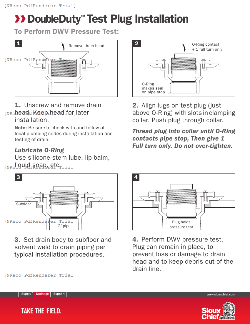 821-TP - DOUBLEDUTY TEST PLUG- INSTRUCTION SHEET.PDF Technical Document